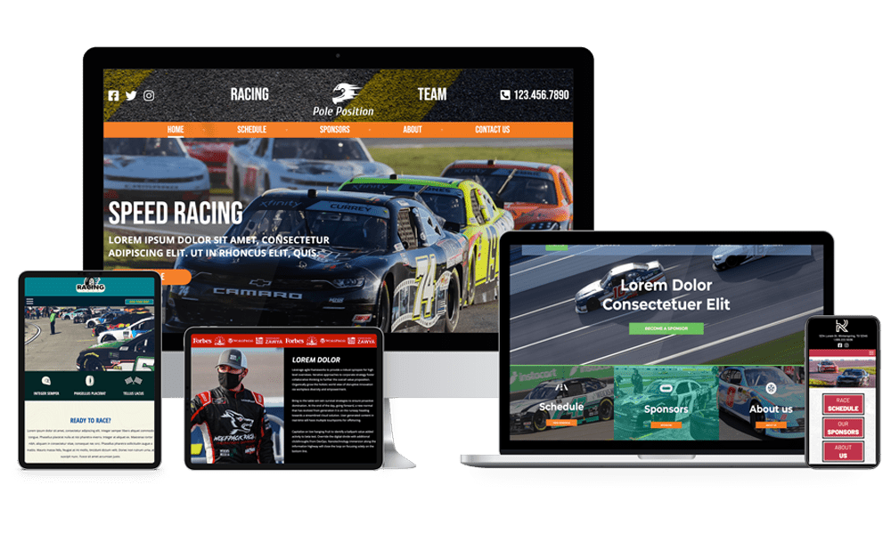 $500 Racing Websites mockups