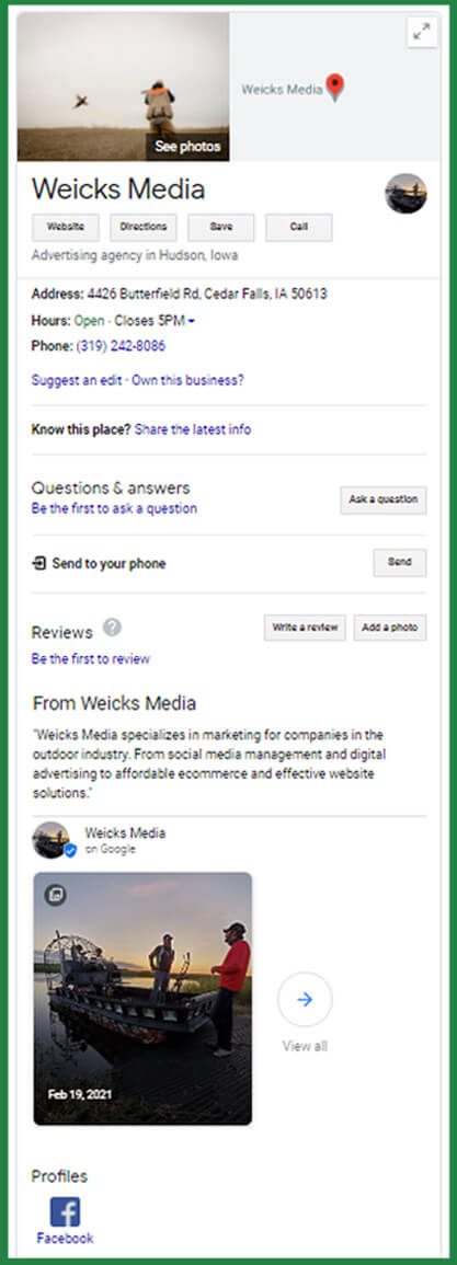 What is a Google My Business Weicks Media GMB Profile