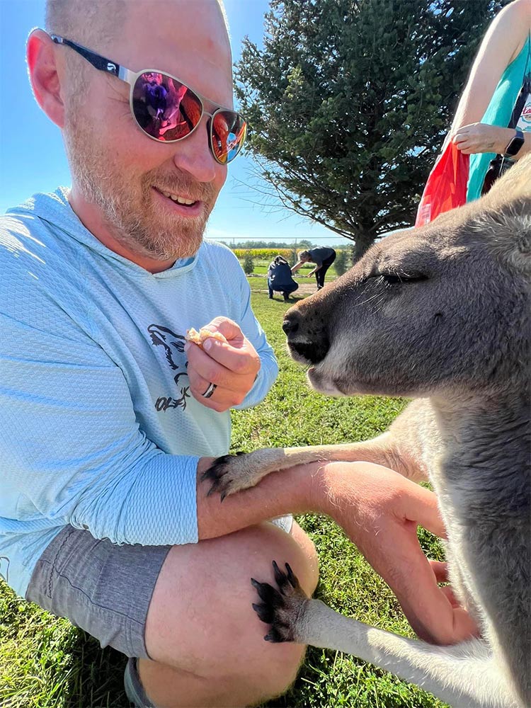 monthly team building event at Hansen's Farm Fresh Dairy in Hudson. What a great time we had doing the full tour! Andy petting a kangaroo